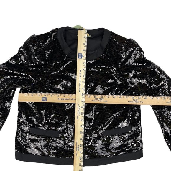 Ryegrass Thick Fish Scale Black Sequined Jacket Button Front Medium New with tag - Picture 2 of 9